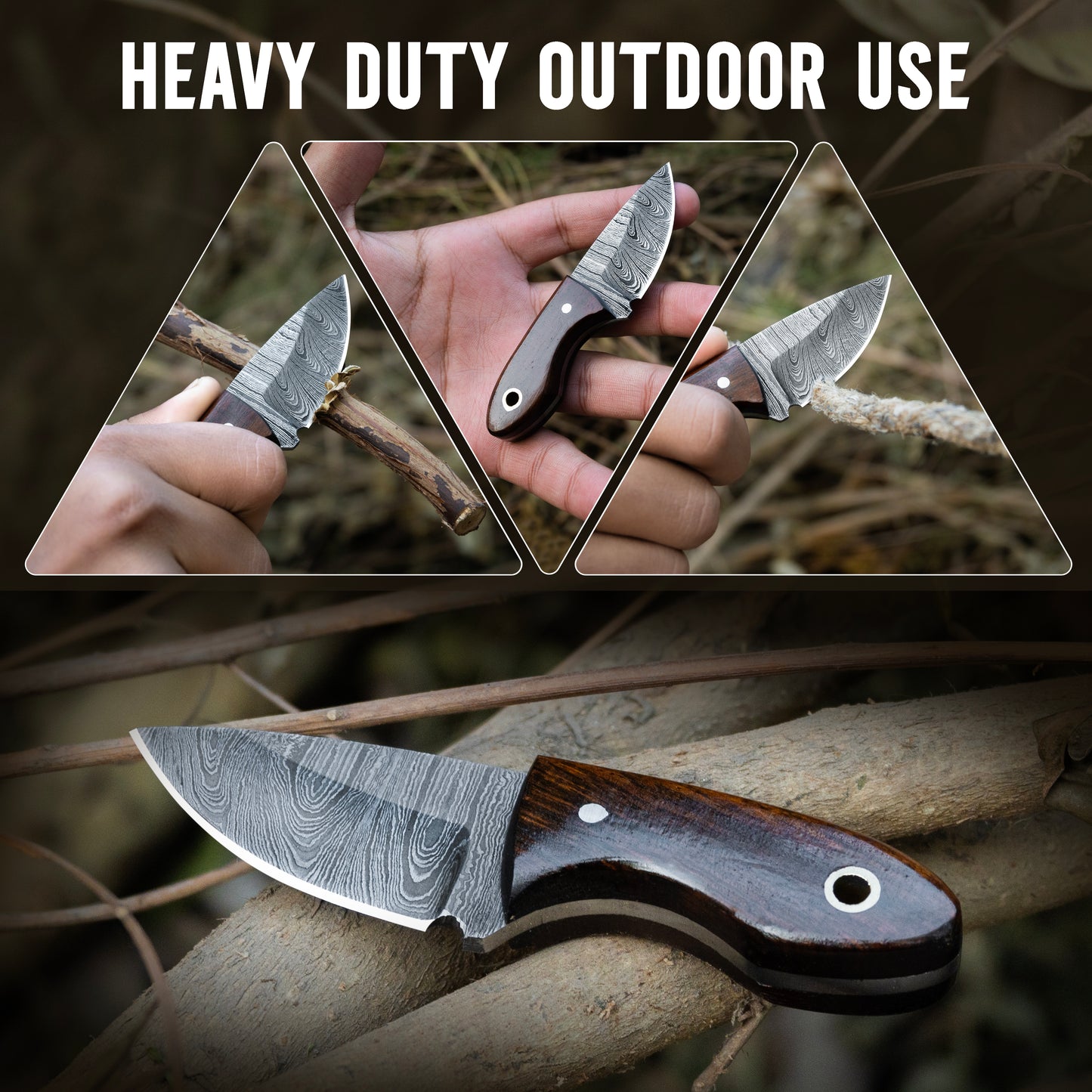 Handmade Damascus Neck Knife, Utility Knife For EDC