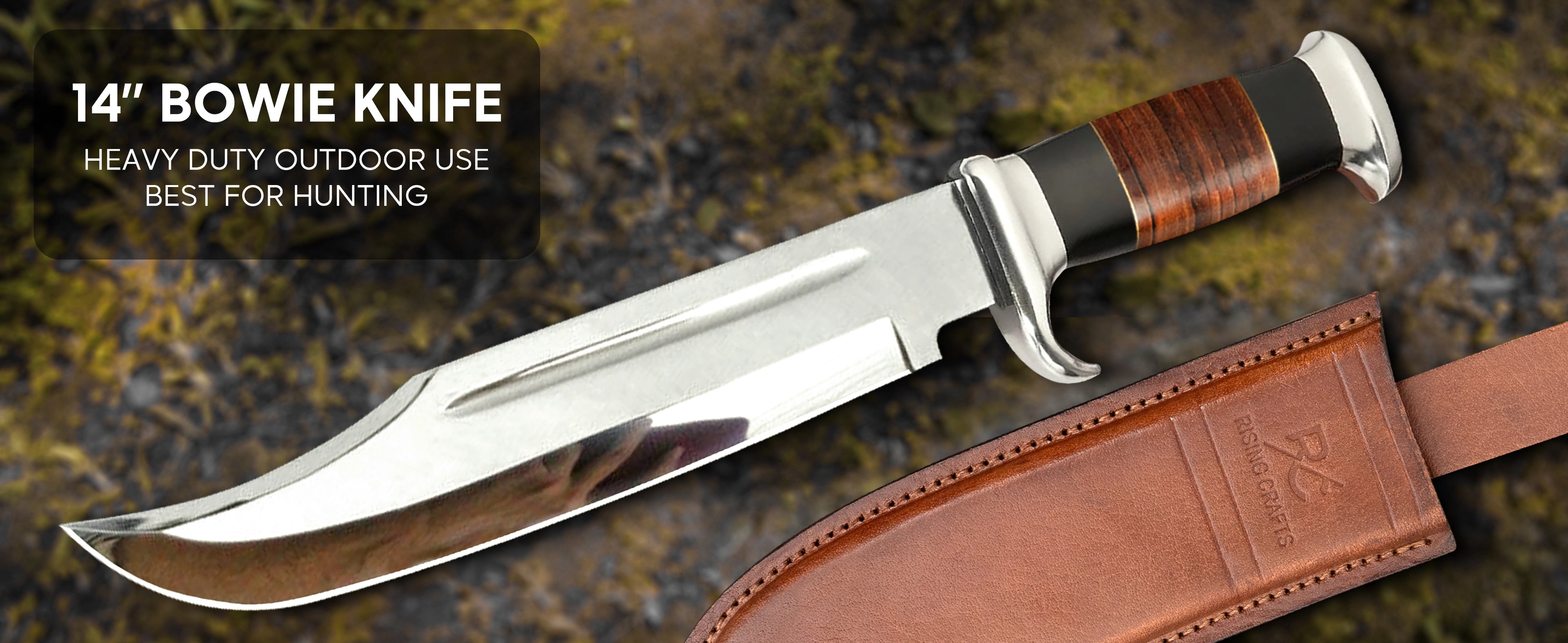 14 inch Dundee bowie knife handmade hunting knife