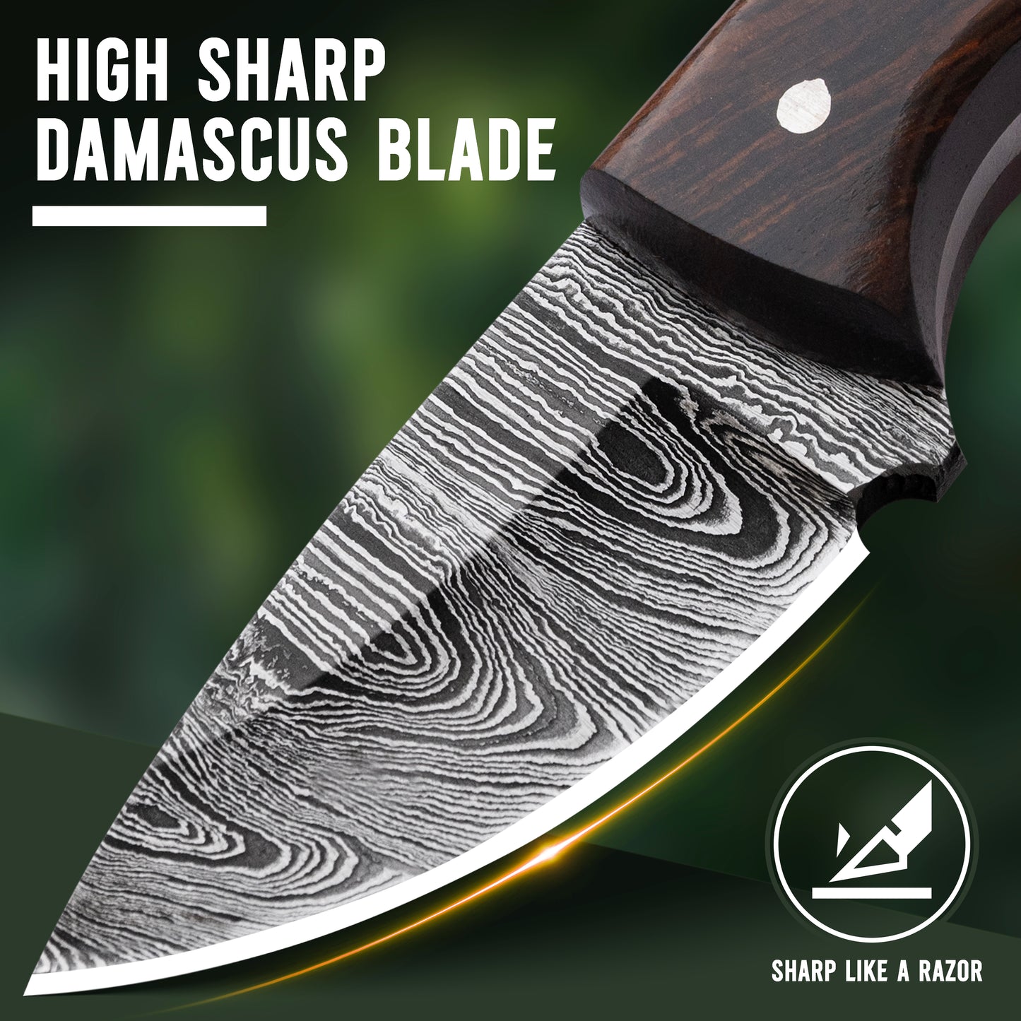Handmade Damascus Neck Knife, Utility Knife For EDC
