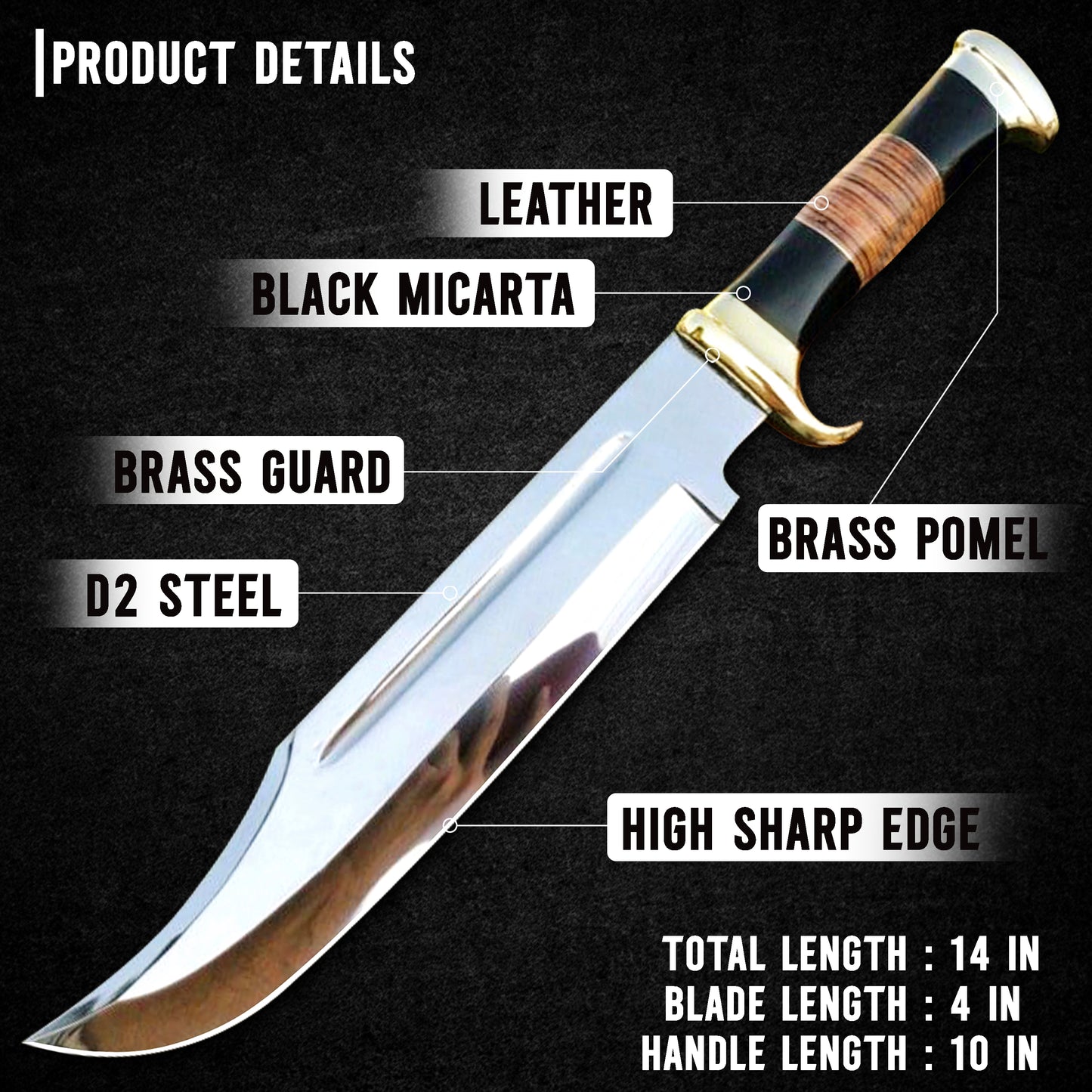 14" Crocodile Dundee Bowie Knife