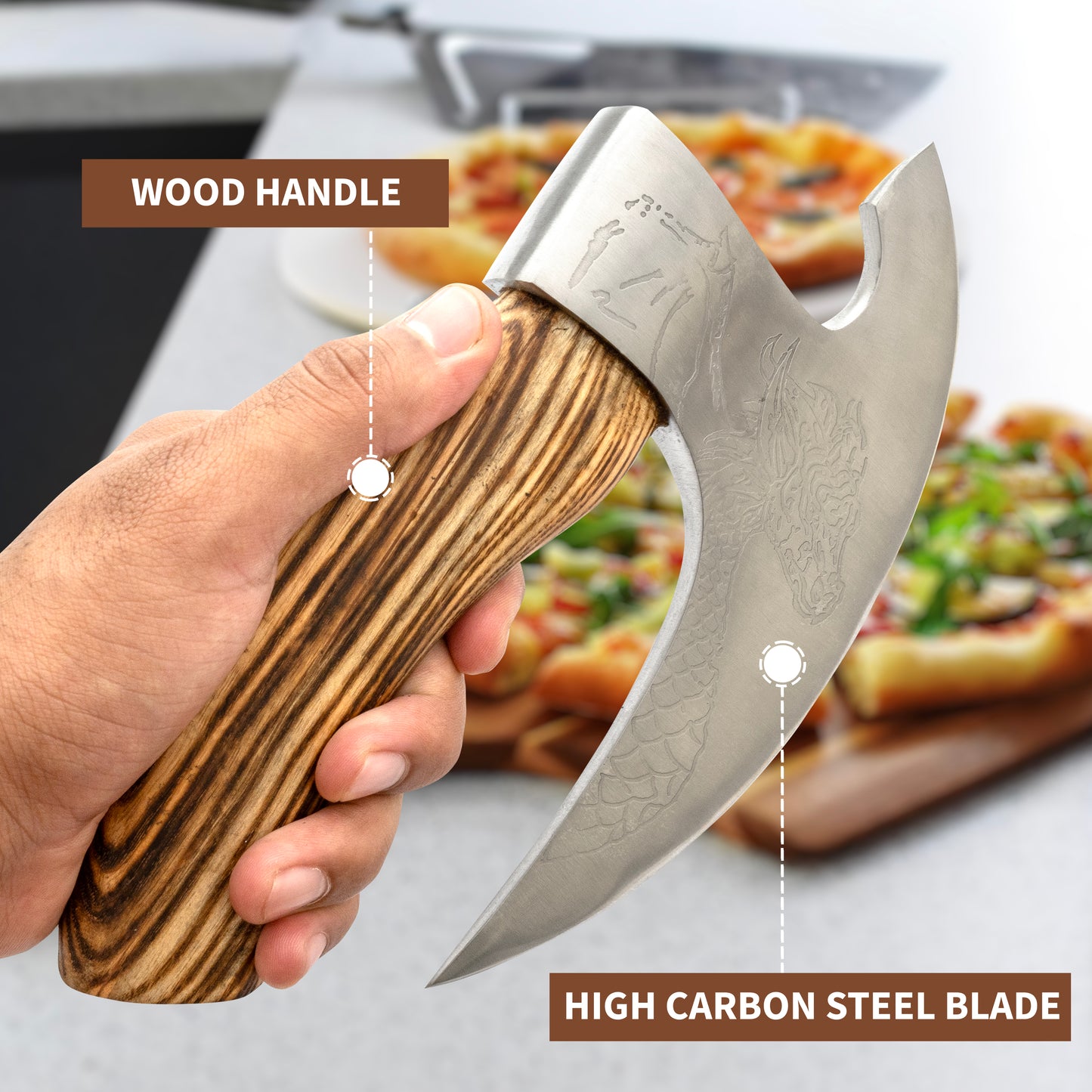 Handmade Viking Dragan Pizza Cutter