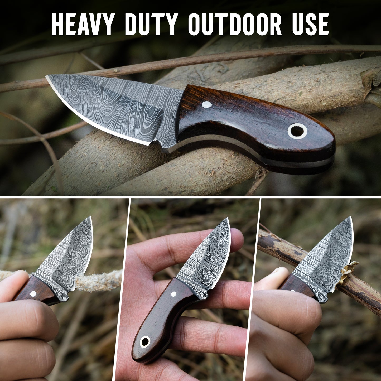 Handmade Damascus Neck Knife, Utility Knife For EDC