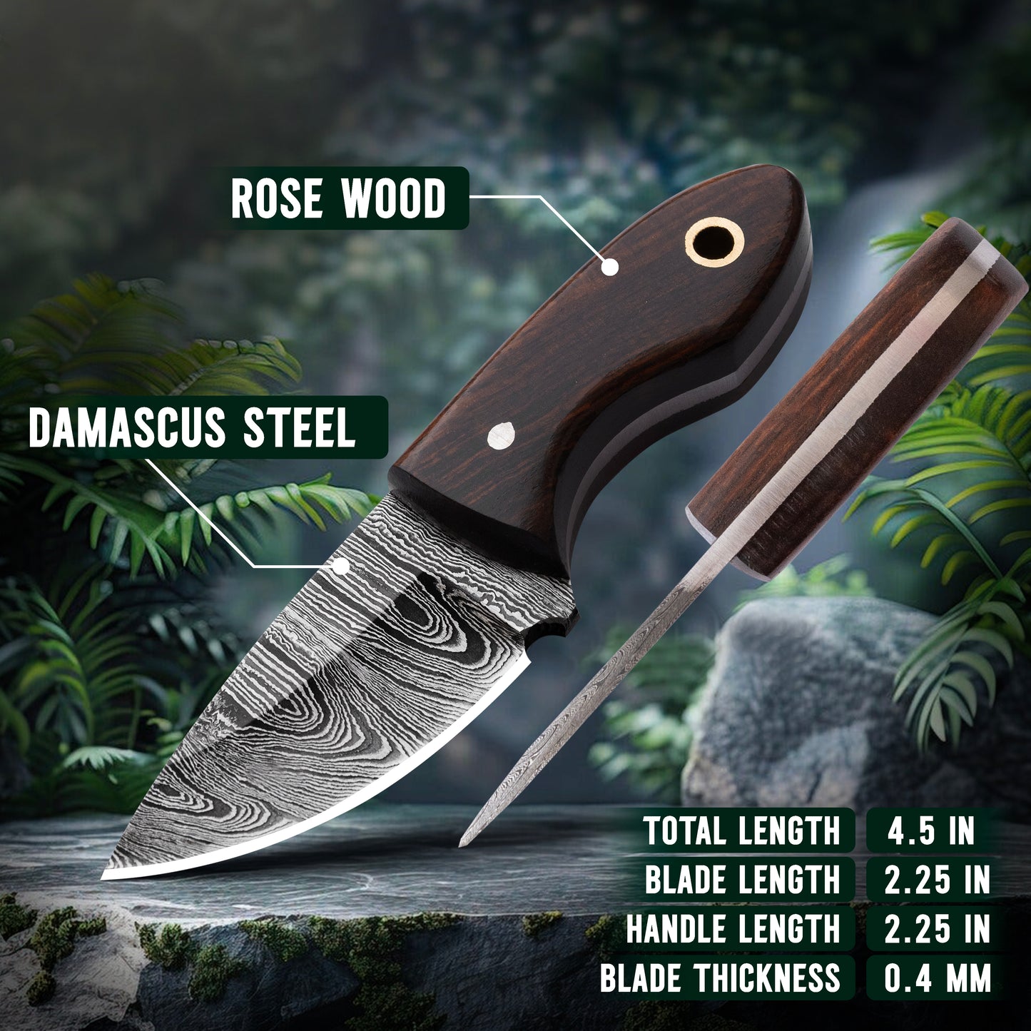 Handmade Damascus Neck Knife, Utility Knife For EDC