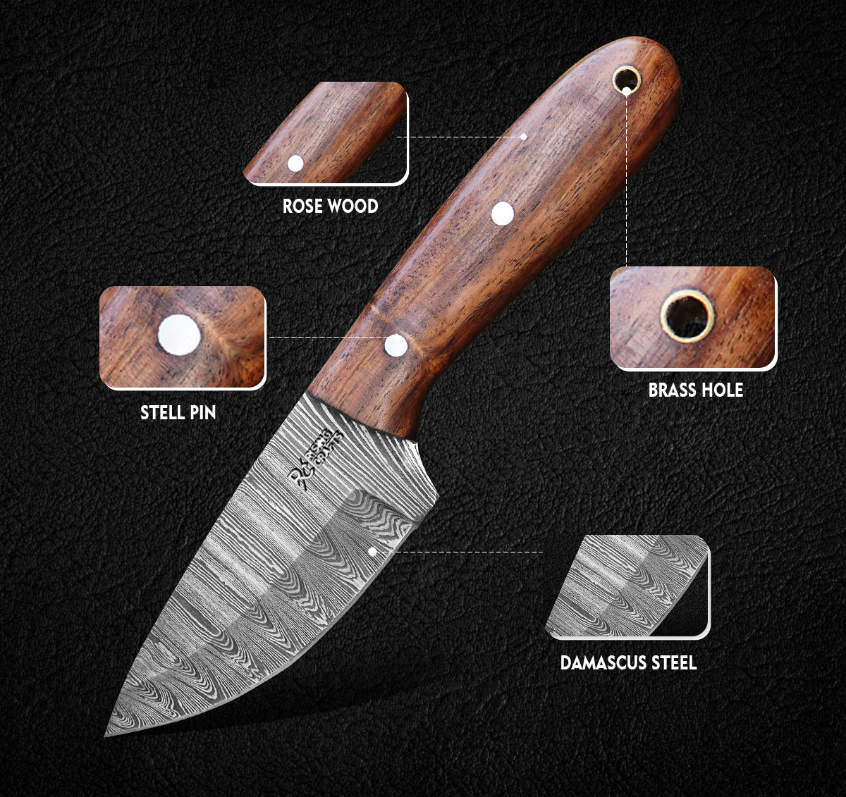 Custom Handmade Damascus Skinner