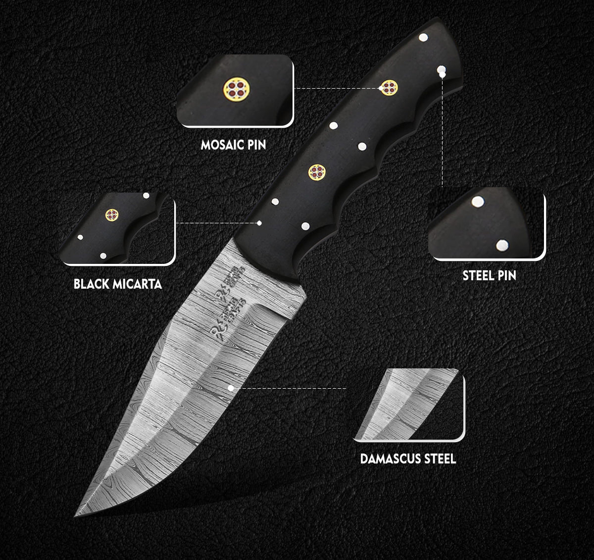Damascus Fixed Blade Skinning Knife