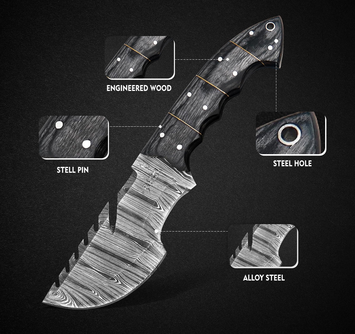 arcker Knife-Hunting Knife With Sheath-Fixed Blade Knife-Full Tang Knife