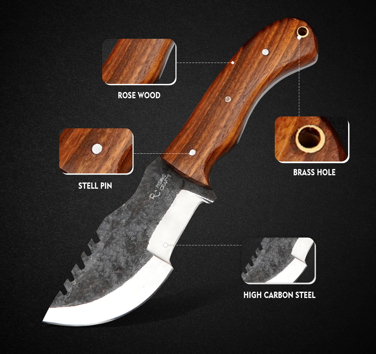 8" Survival Outdoor Camping Tracker Knife