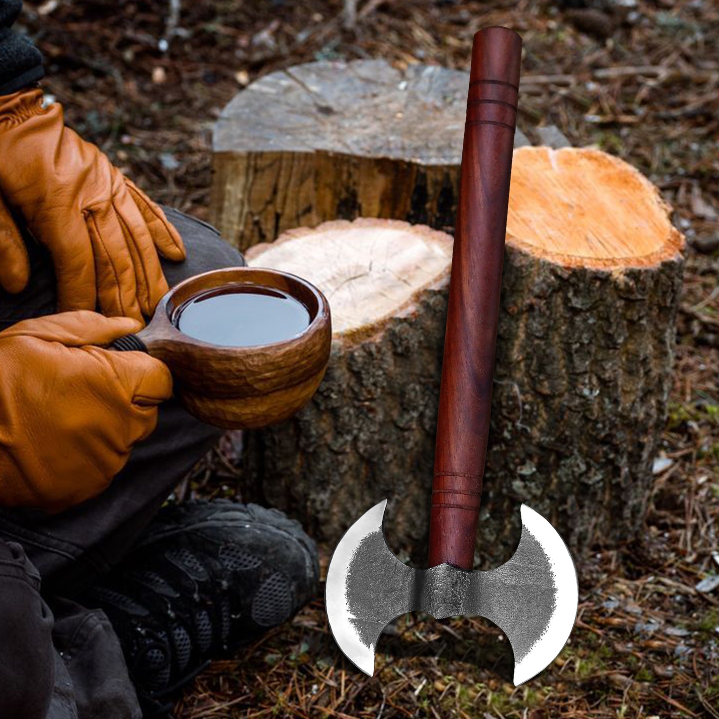 14 inch Custom Handmade Carbon Steel Viking Double Head Axe
