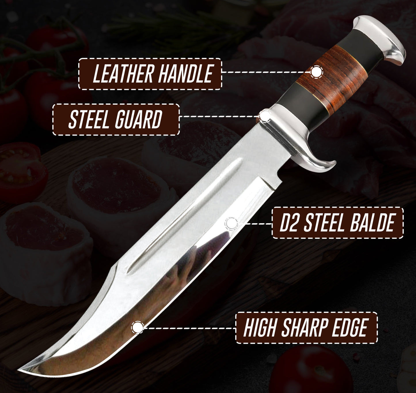 14" Crocodile Dundee Bowie Knife With Iron Gourd
