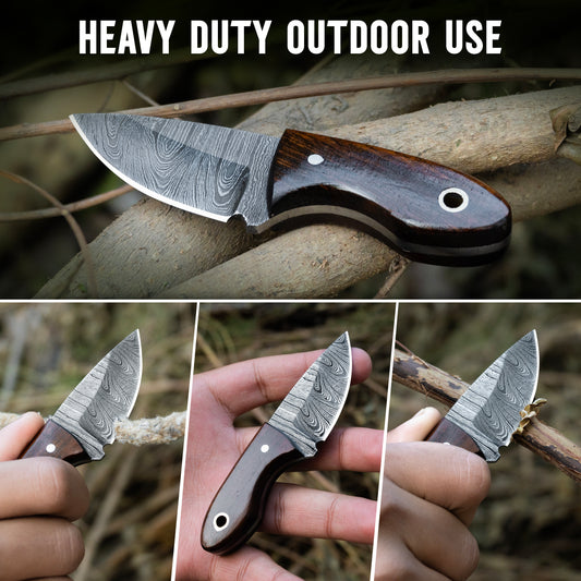 Handmade Damascus Neck Knife, Utility Knife For EDC