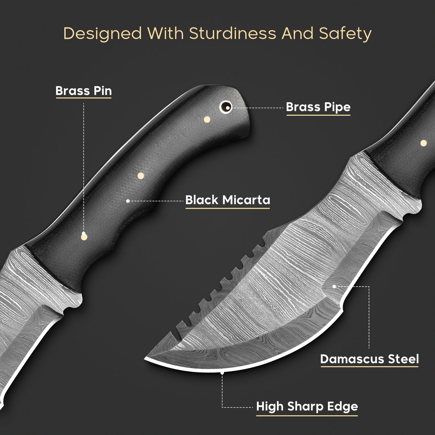 11.00 Inch Tracker Knife-Fixed Blade, Full Tang, Survival, Hunting Knife-Tactical Knife