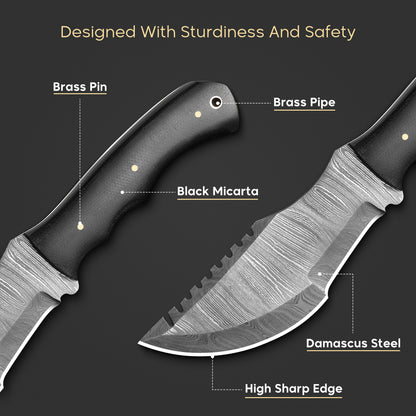 11.00 Inch Tracker Knife-Fixed Blade, Full Tang, Survival, Hunting Knife-Tactical Knife