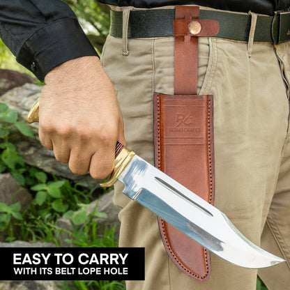 14" Crocodile Dundee Bowie Knife With Leather Handle