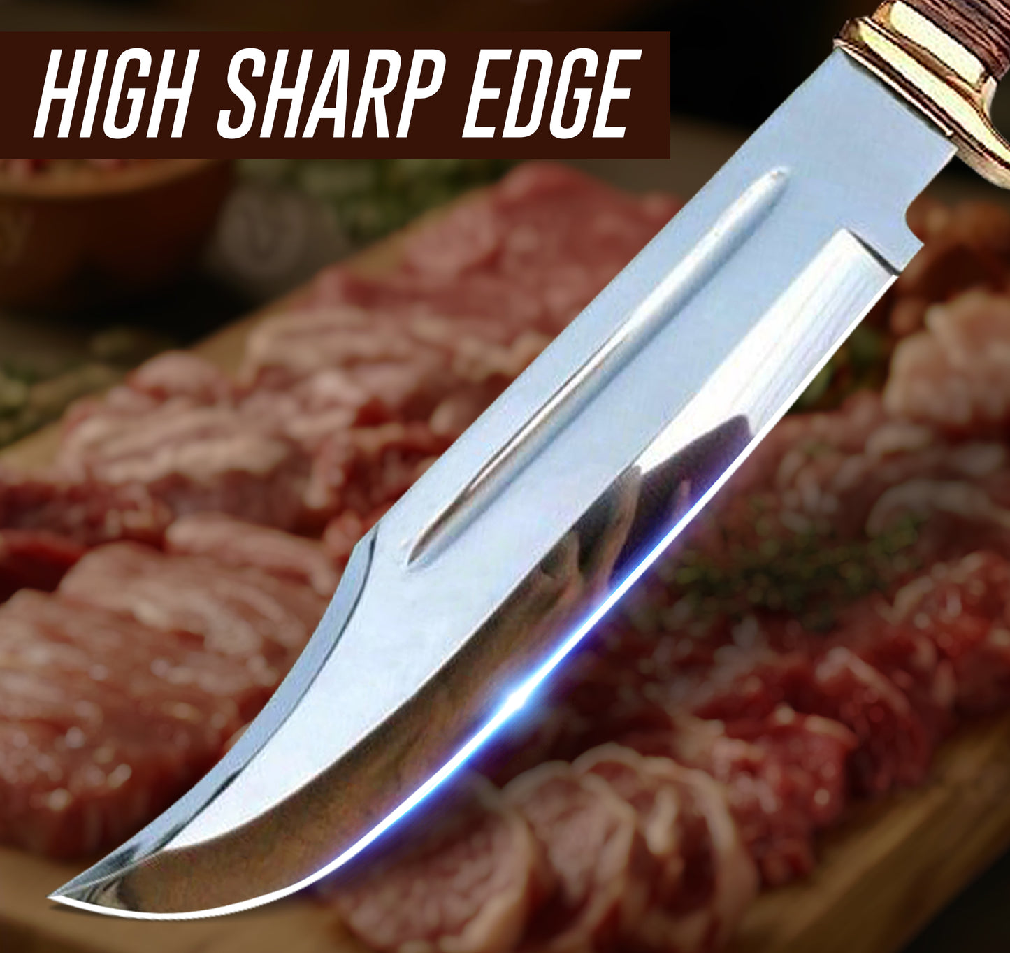 14" Crocodile Dundee Bowie Knife With Leather Handle