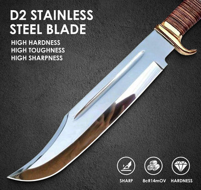18" Crocodile Dundee Bowie Knife With Leather Handle