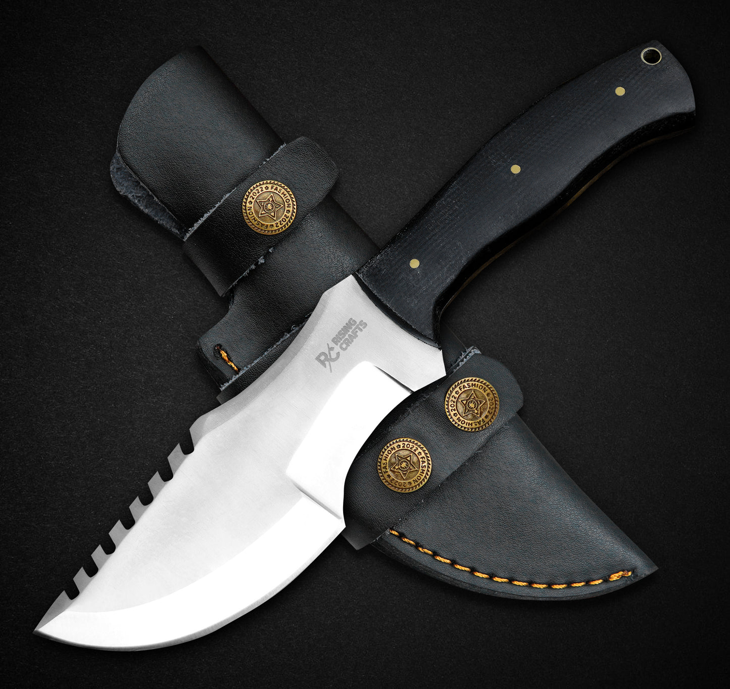 Handmade D2 Steel Hunting Tracker Knife With Horizontal Carry Sheath