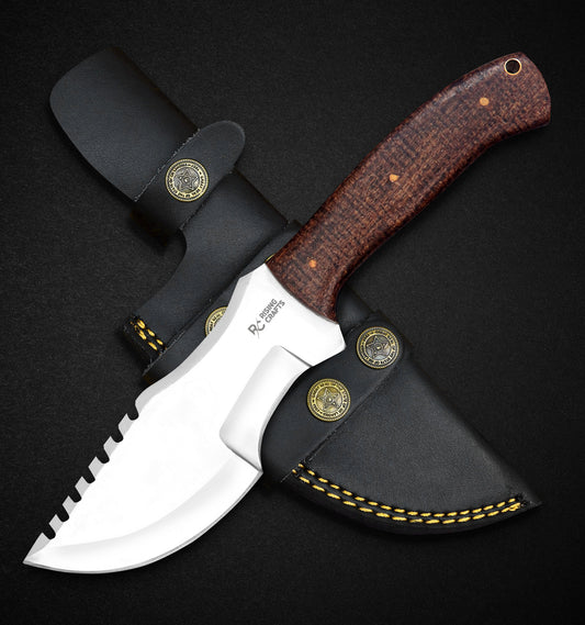 Handmade D2 Steel Hunting Tracker Knife With Horizontal Carry Sheath