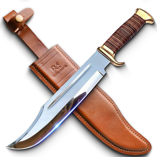 18" Crocodile Dundee Bowie Knife With Leather Handle