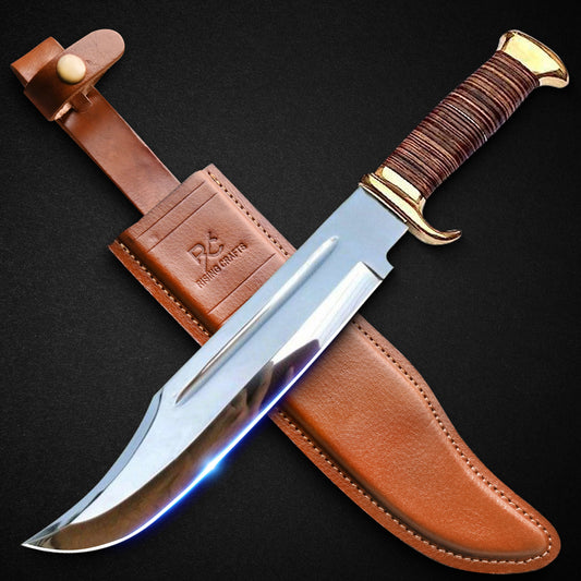 18" Crocodile Dundee Bowie Knife With Leather Handle