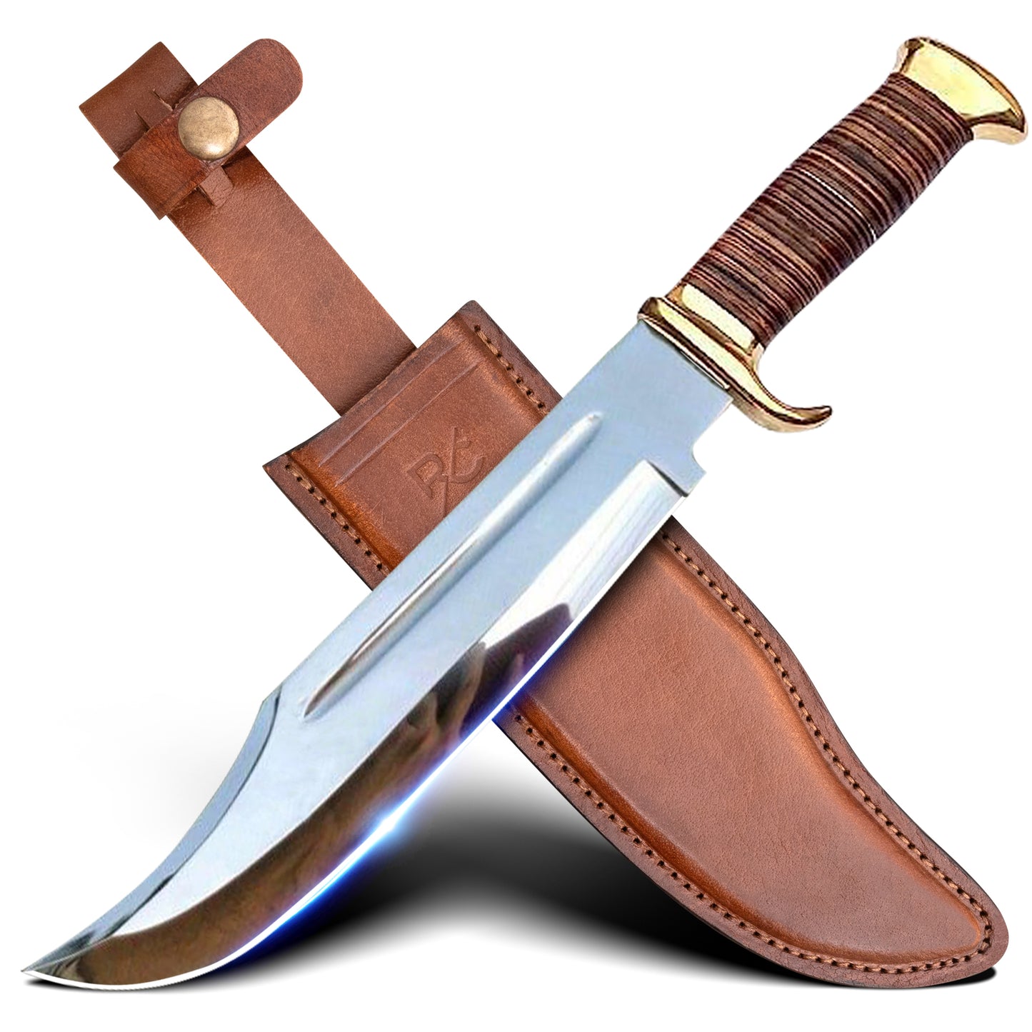 14" Crocodile Dundee Bowie Knife With Leather Handle
