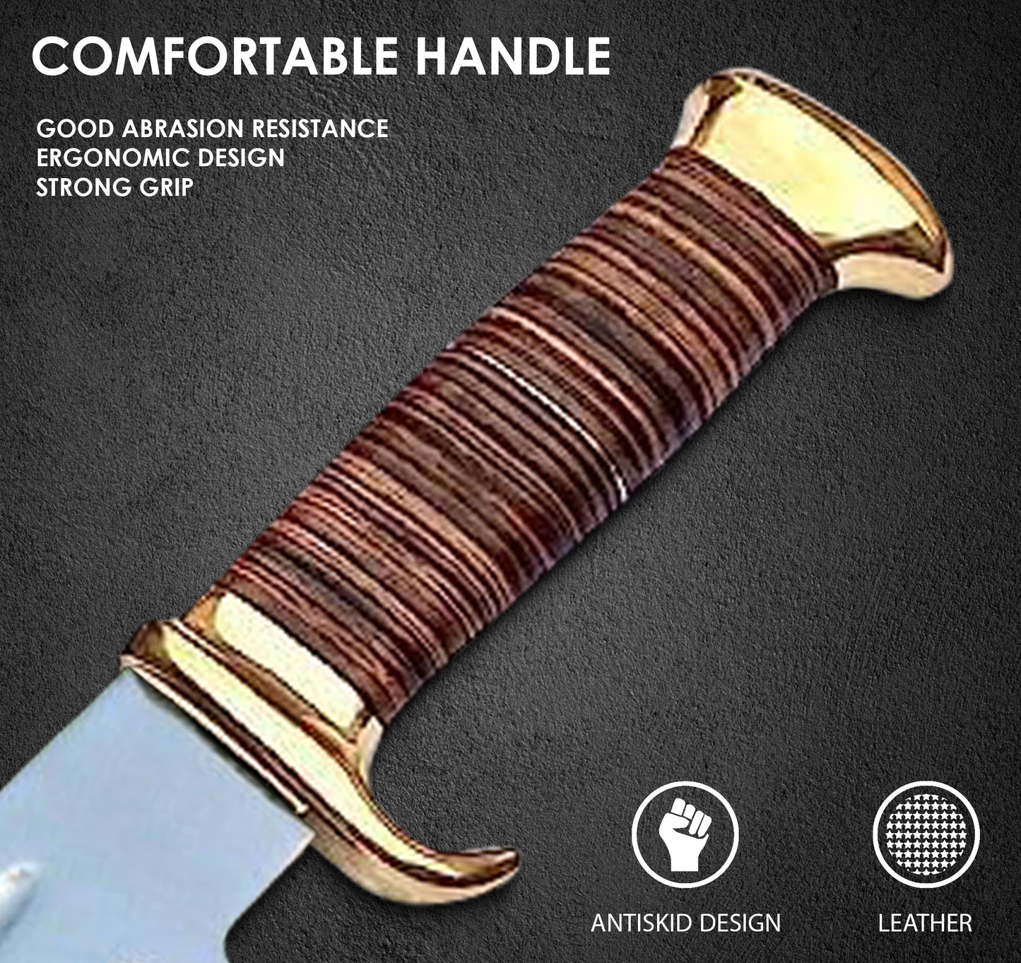 18" Crocodile Dundee Bowie Knife With Leather Handle