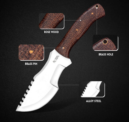 Handmade D2 Steel Hunting Tracker Knife With Horizontal Carry Sheath