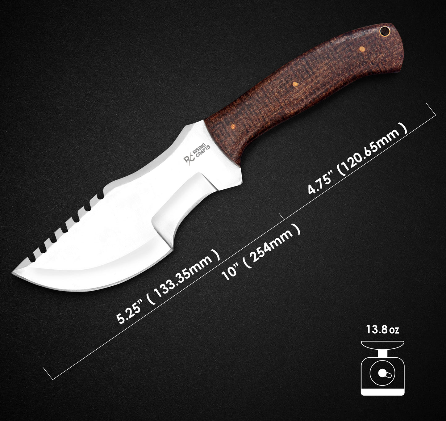 Handmade D2 Steel Hunting Tracker Knife With Horizontal Carry Sheath