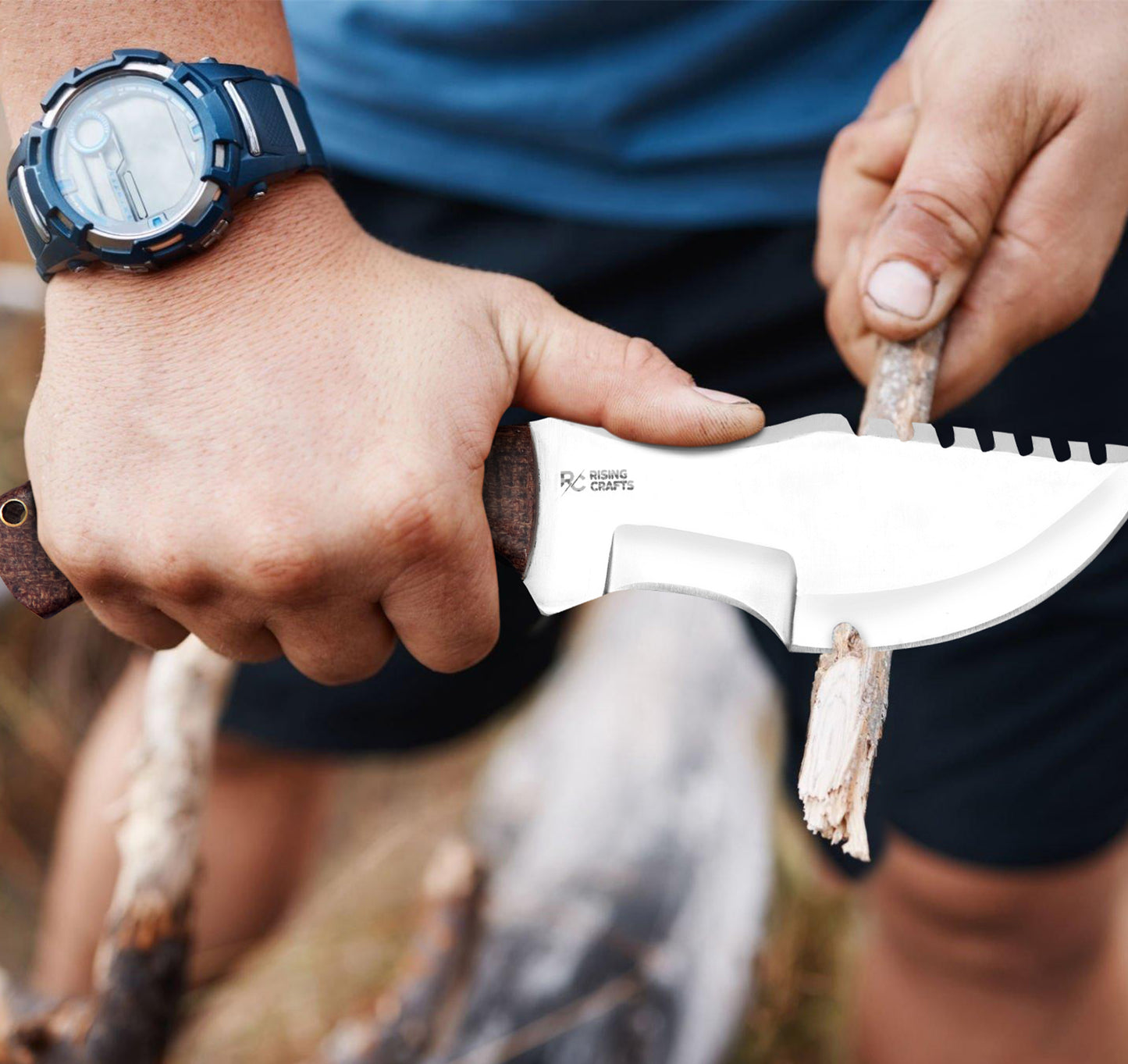 Handmade D2 Steel Hunting Tracker Knife With Horizontal Carry Sheath