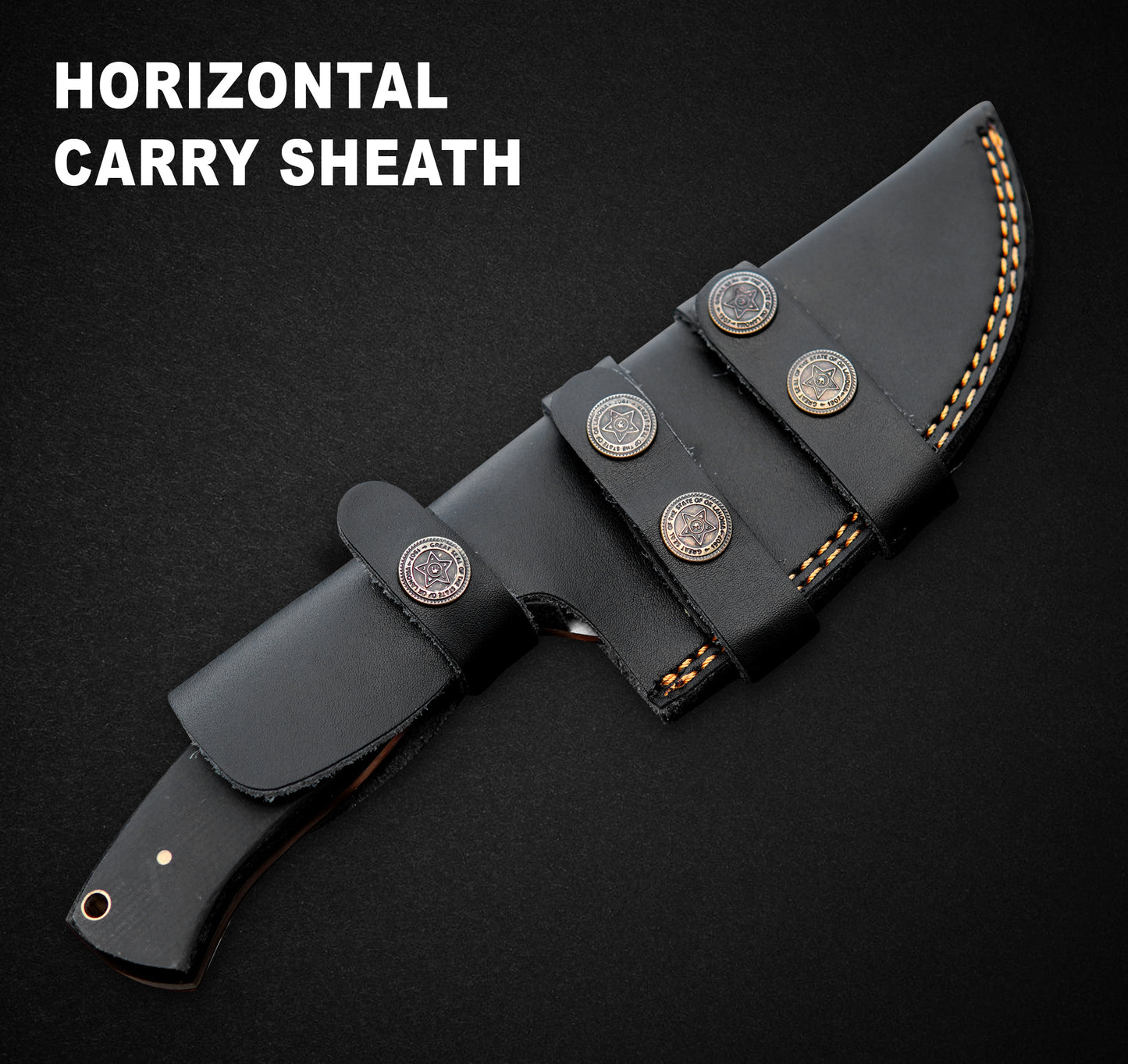 Handmade D2 Steel Hunting Tracker Knife With Horizontal Carry Sheath