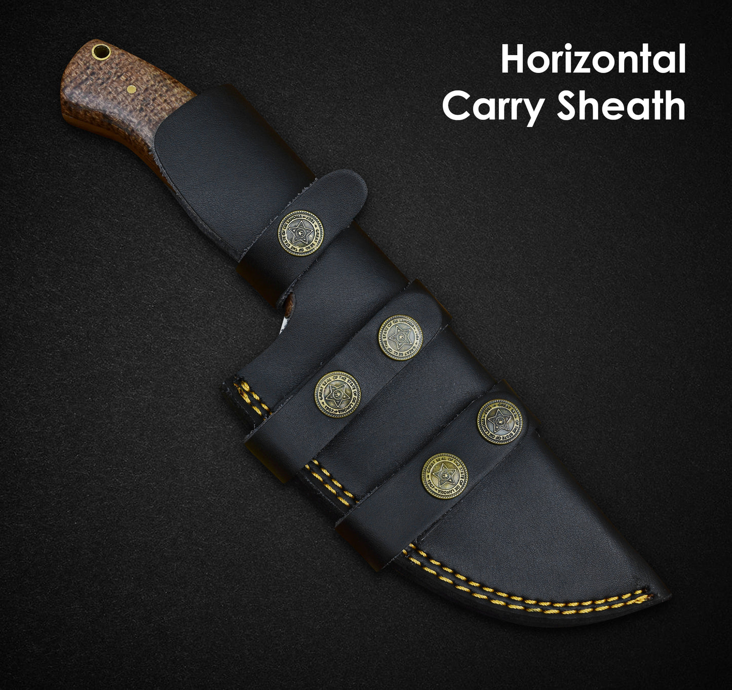 Handmade D2 Steel Hunting Tracker Knife With Horizontal Carry Sheath