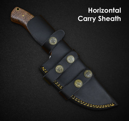 Handmade D2 Steel Hunting Tracker Knife With Horizontal Carry Sheath